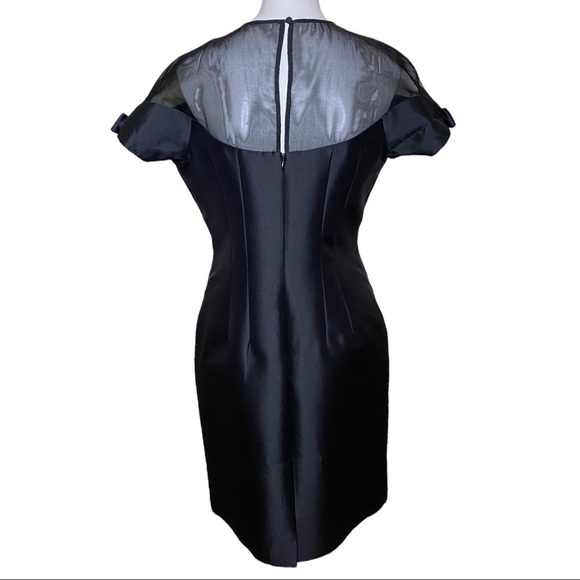 Teri Jon by Rickie Freeman Illusion Yoke Satin Cocktail Dress Size 10 Black - Picture 6 of 13